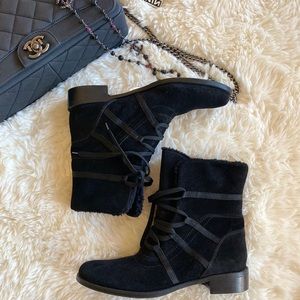 Sesto Meucci Faux Shearling Black Boots Size 9